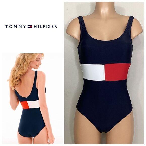 New. Tommy Hilfiger red white and blue swimsuit. XS. Regularly $139 - Picture 1 of 11